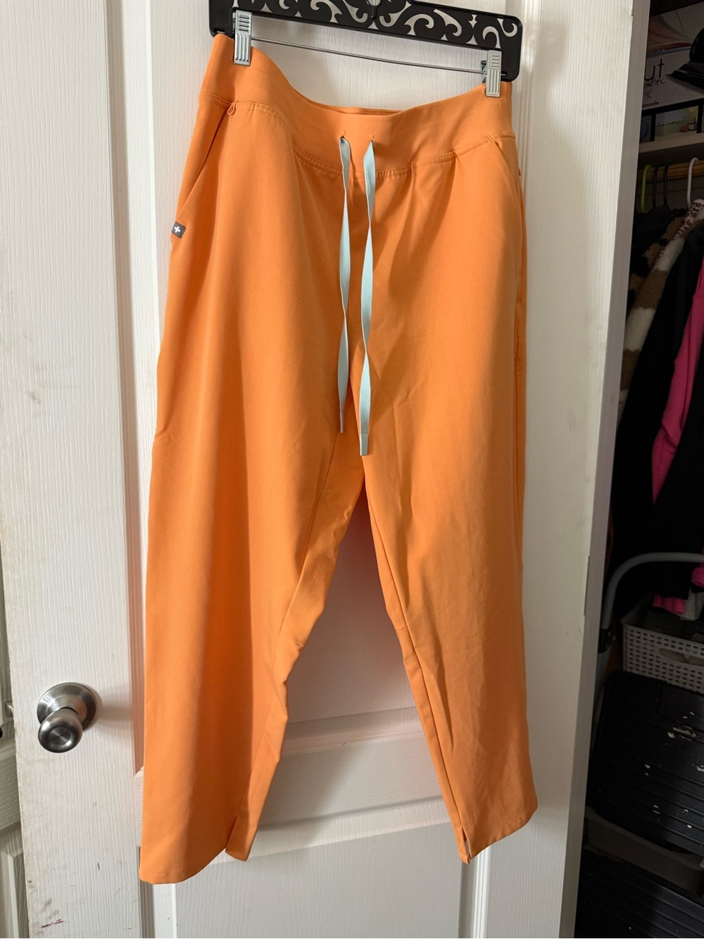 FIGS Technical Collection Scrub Pants Orange Peach Petite Large Jogger Style